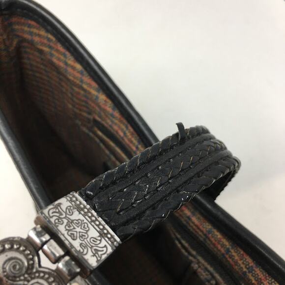 Vintage Brighton Barbados Hobo Shoulder Bag Black Pebbled Leather Braided Strap - Picture 7 of 8